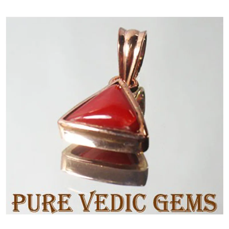 Red coral moonga pendent view 2