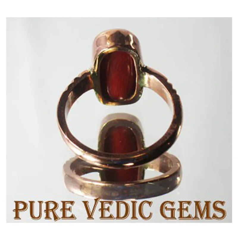 Red coral moonga ring view 2