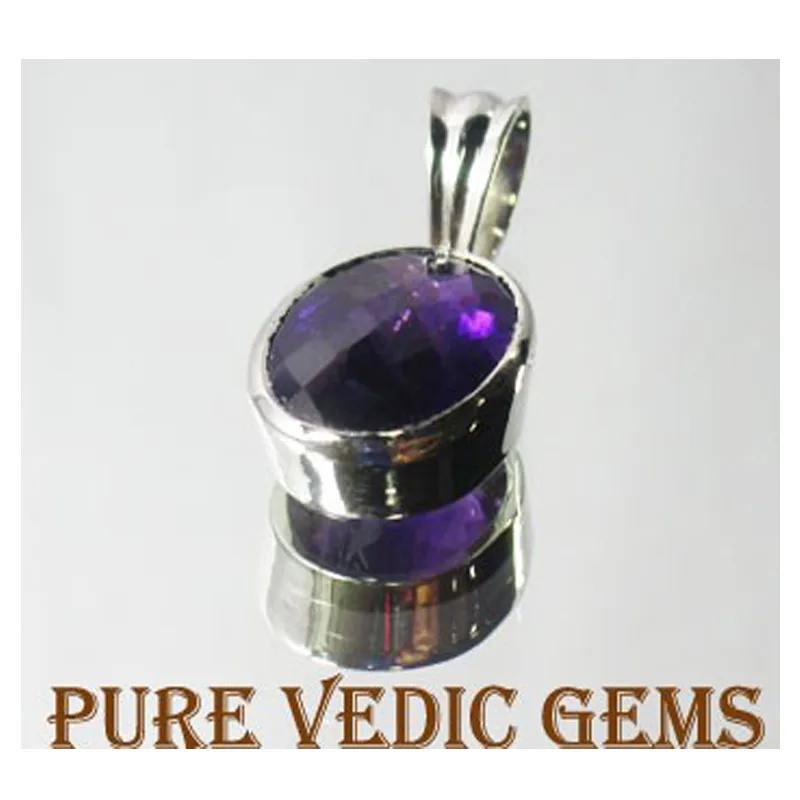 Amethyst silver pendent view 3