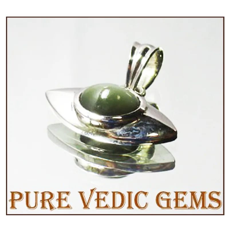 Catseye silver nazar pendent