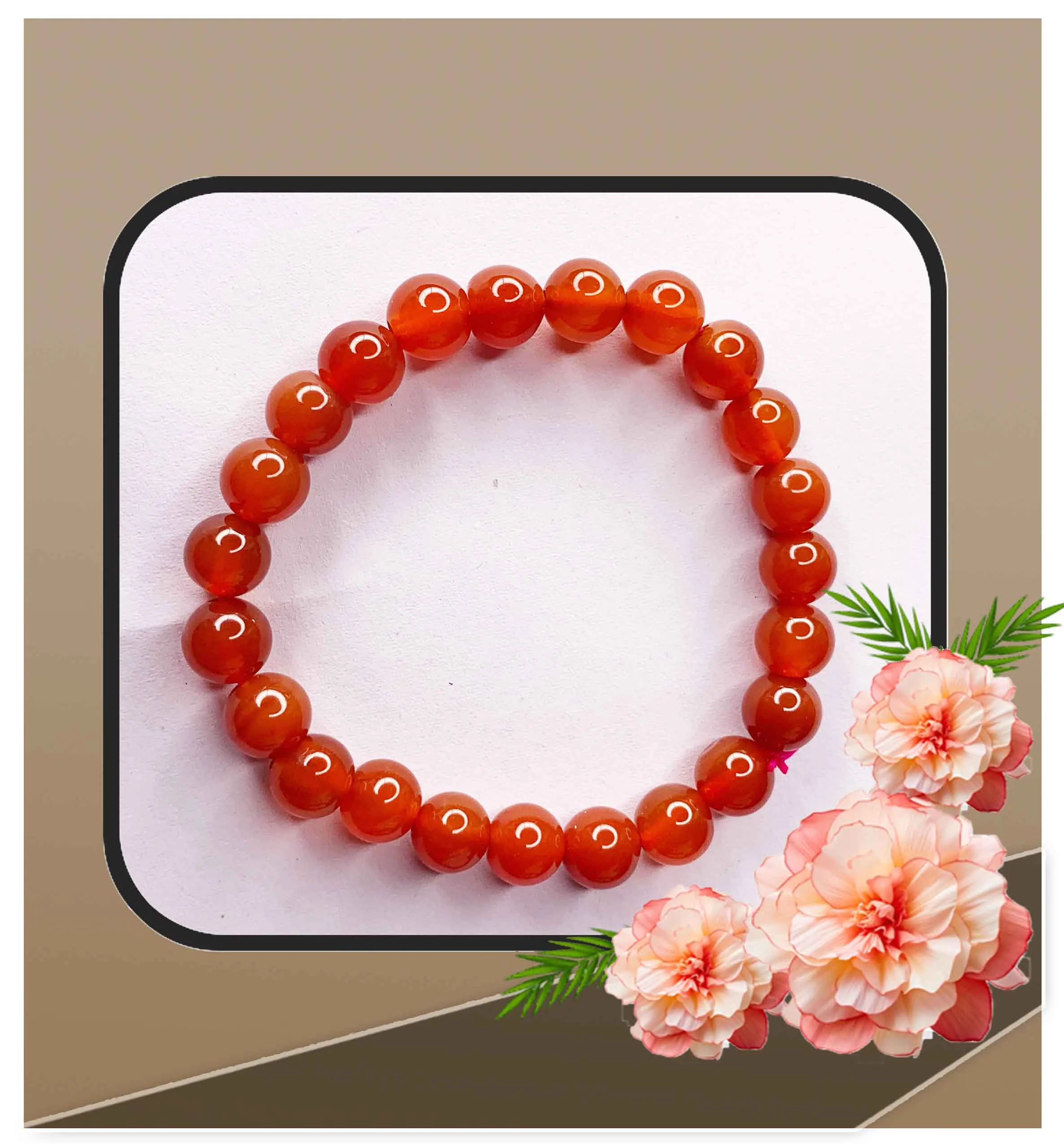 CARNELIAN BEADS BRACELET 8MM