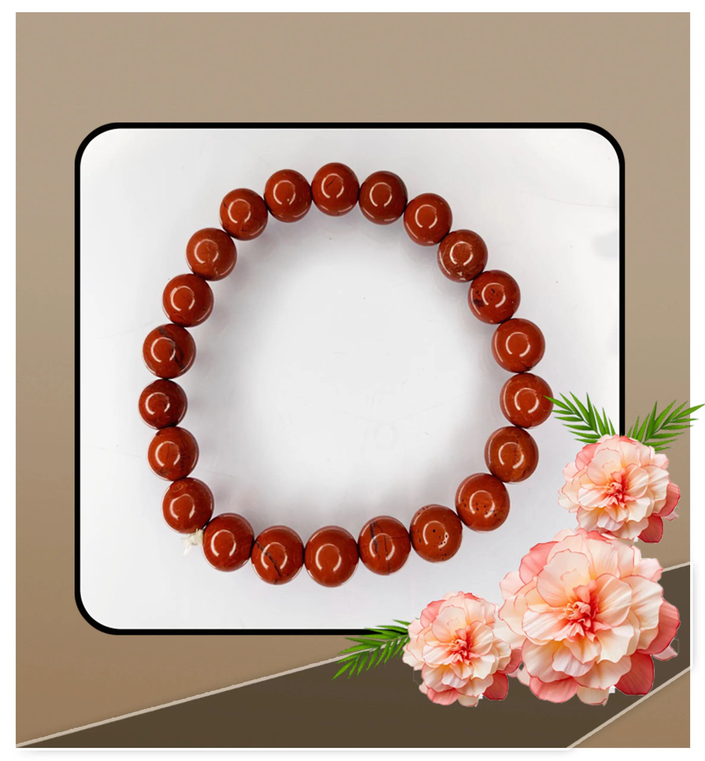 RED JASPER BEADS BRACELET 8MM