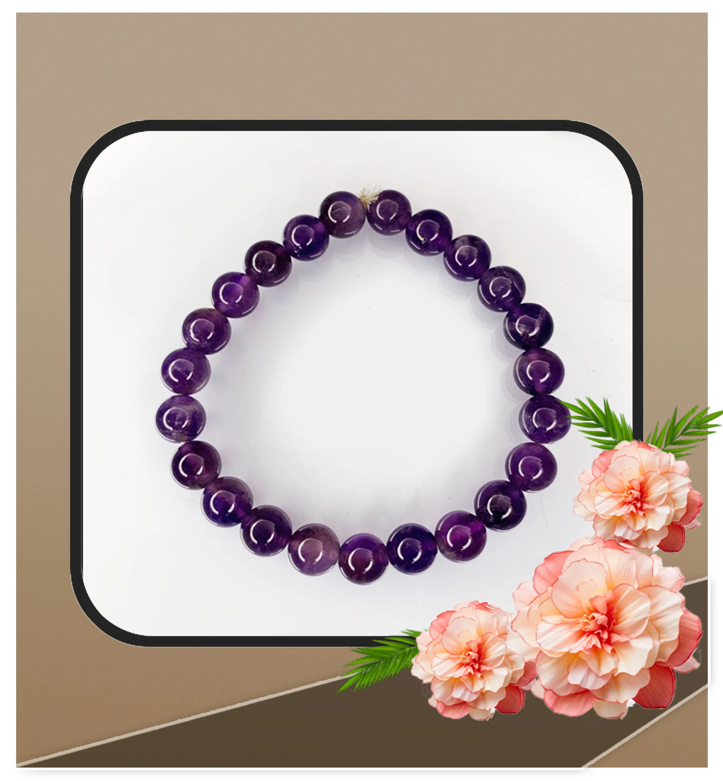 AMETHYST BEADS BRACELET 8MM