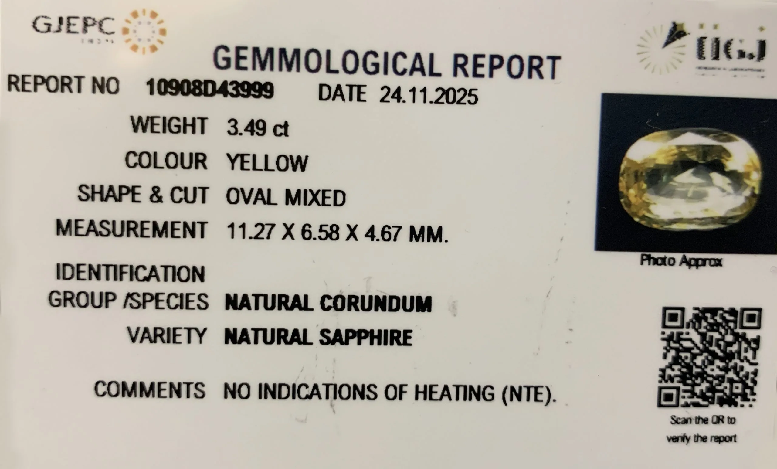Yellow Sapphire 3.49ct. (Luxury) view 2