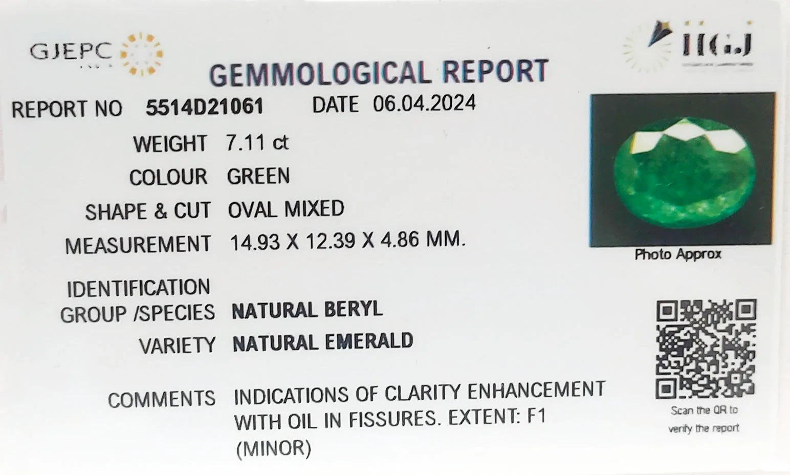 Emerald 7.11ct. (Super Premium) view 3