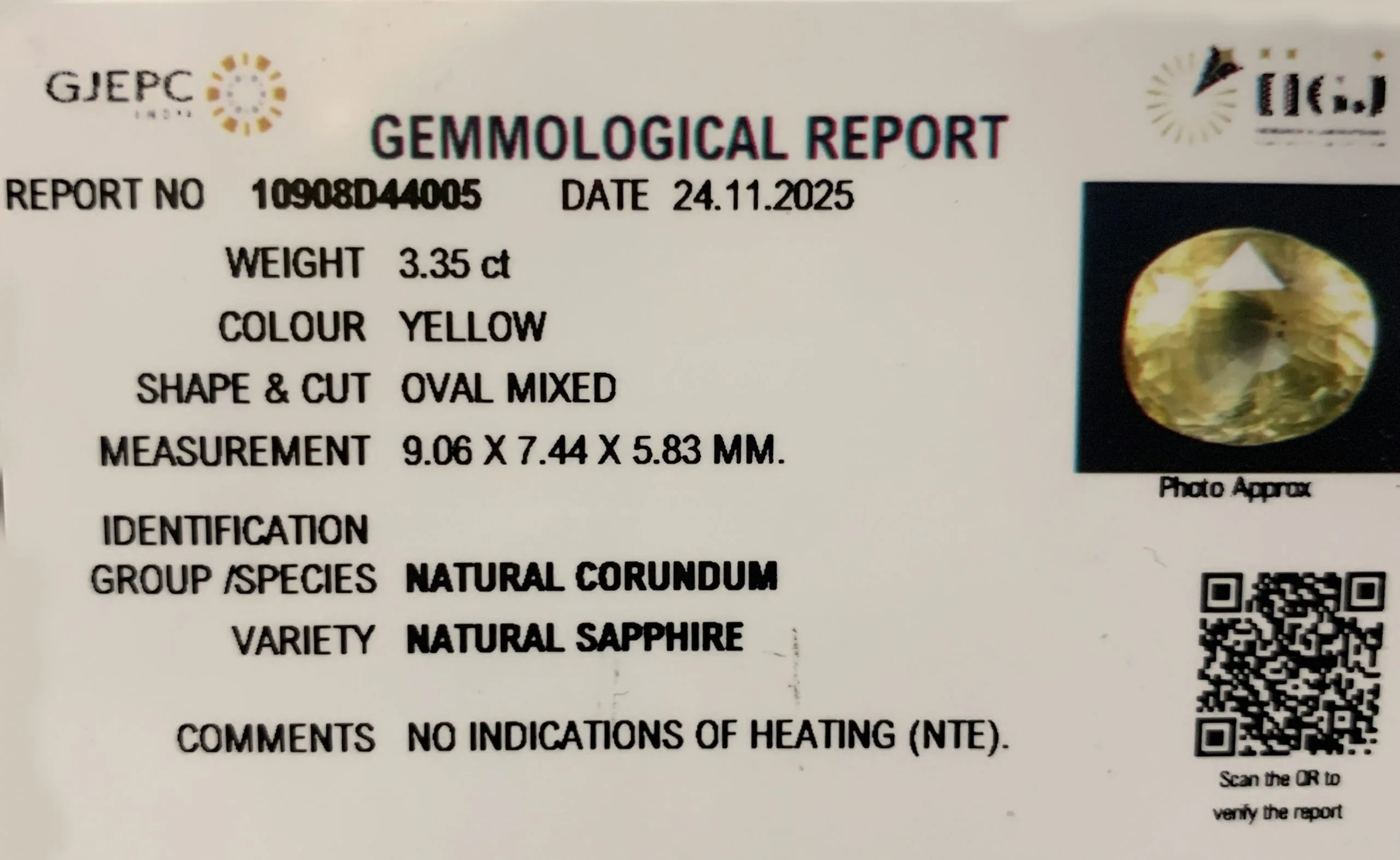 Yellow Sapphire 3.35ct. (Luxury) view 2