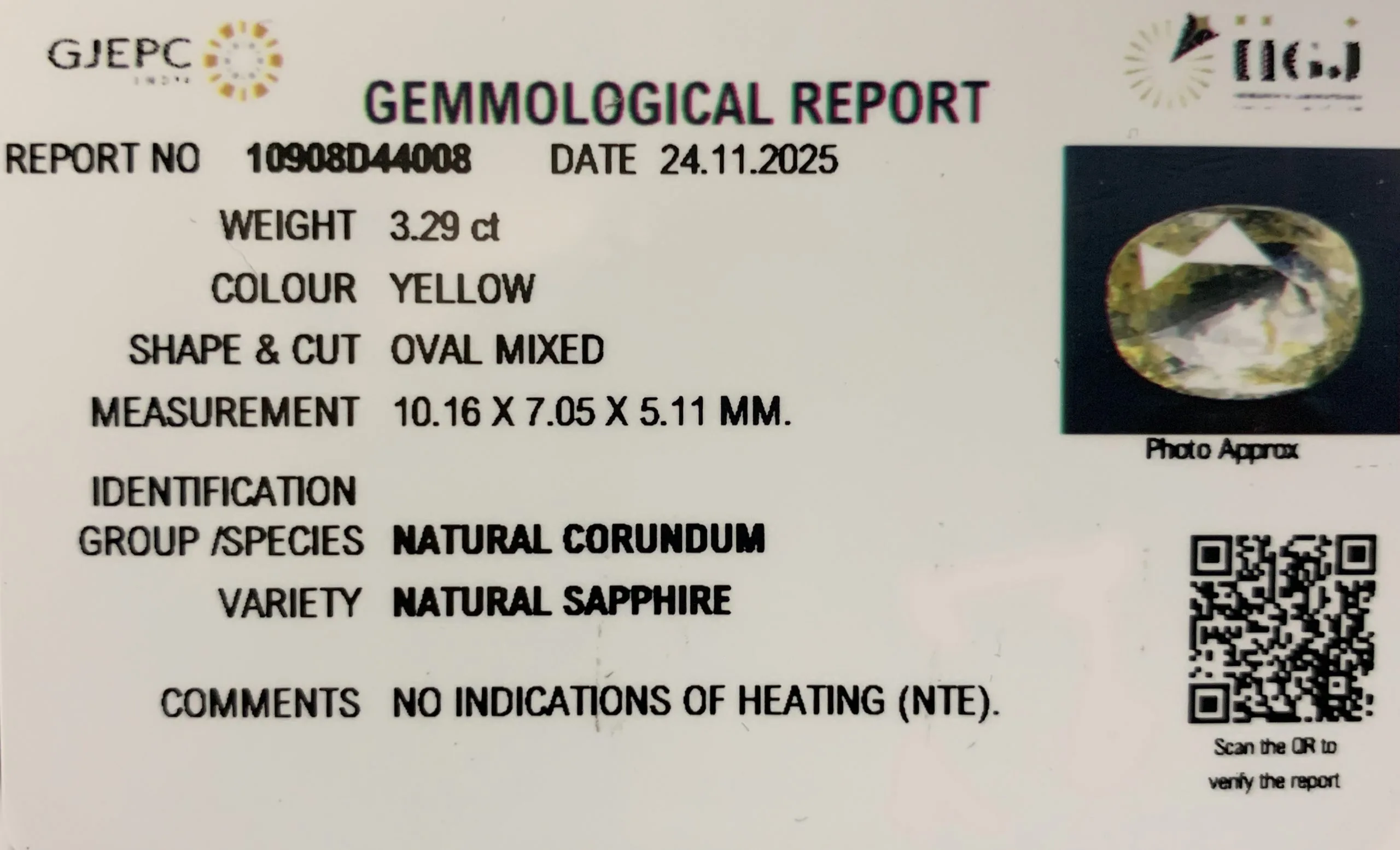 Yellow Sapphire 3.29ct. (Luxury) view 2