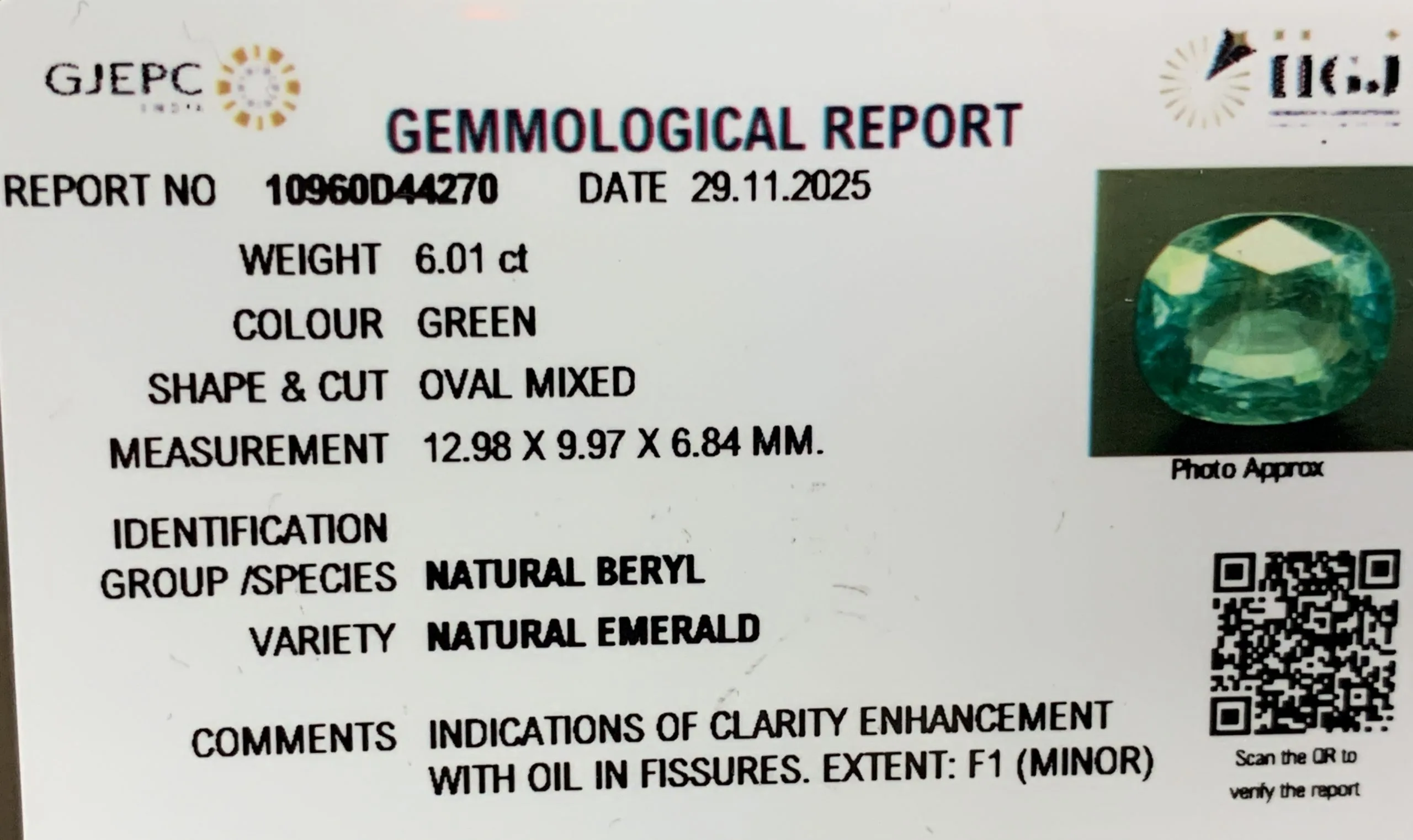 Emerald 6.01ct. (Super Luxury) view 2