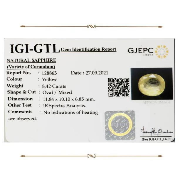 Yellow Sapphire 8.42ct. (Super Premium) view 2