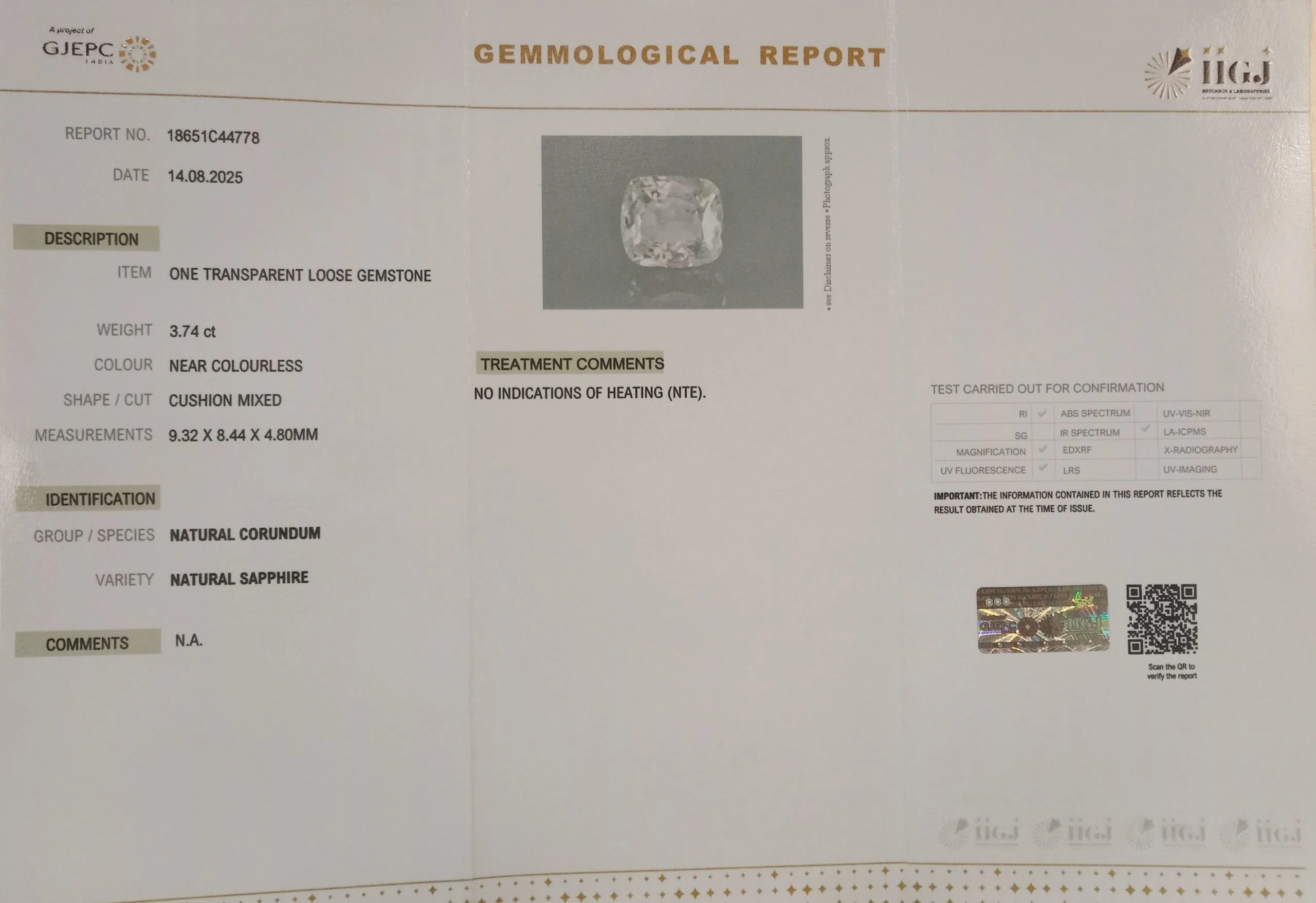 White Sapphire 3.74ct. (Premium) view 2