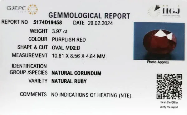 African Ruby 3.97ct. (Super Premium) view 2