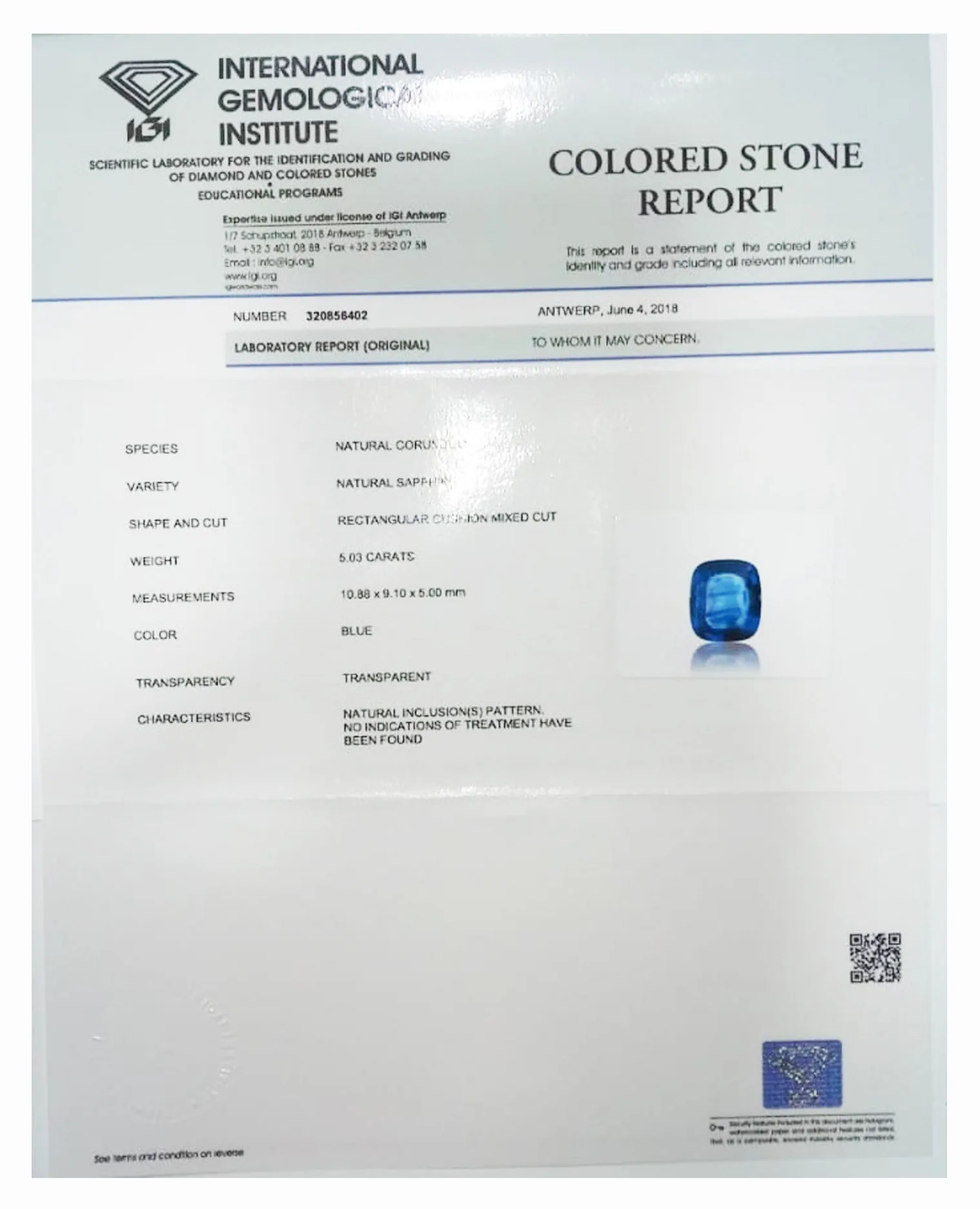 Blue Sapphire 5.03 ct.On-Demand view 2
