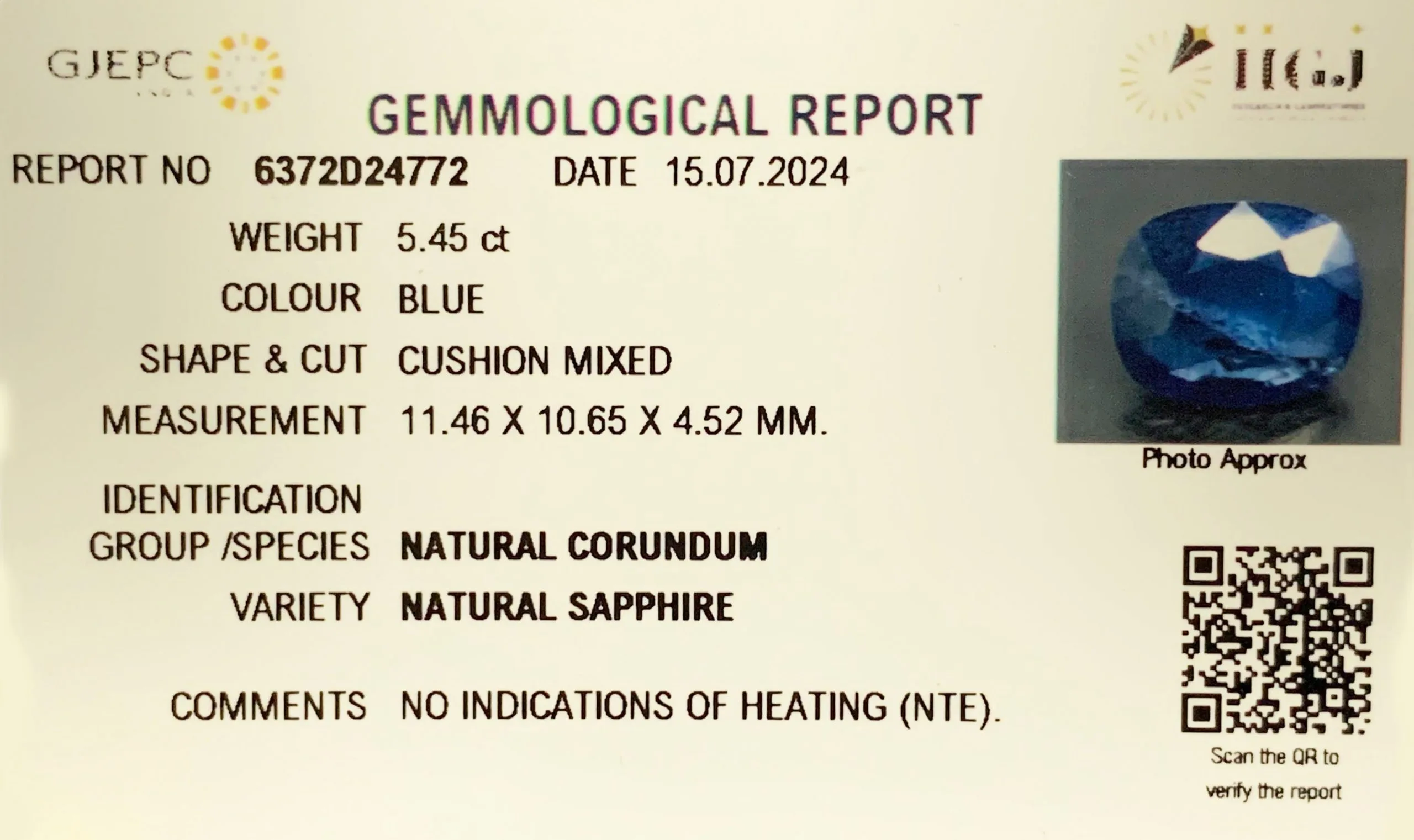 Blue Sapphire 5.45ct. (Economy) view 2