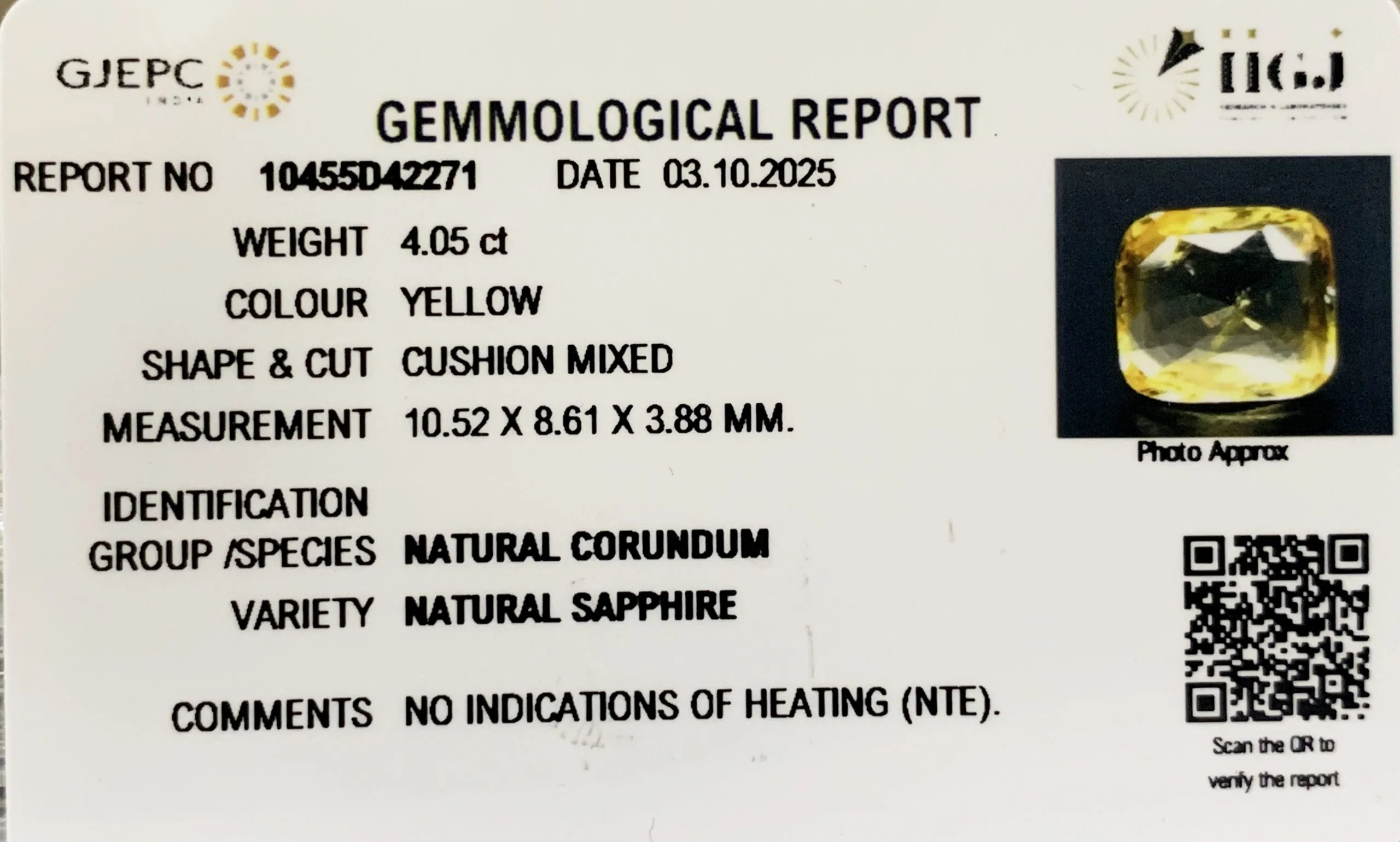 Yellow Sapphire 4.05ct. (Super Luxury) view 2