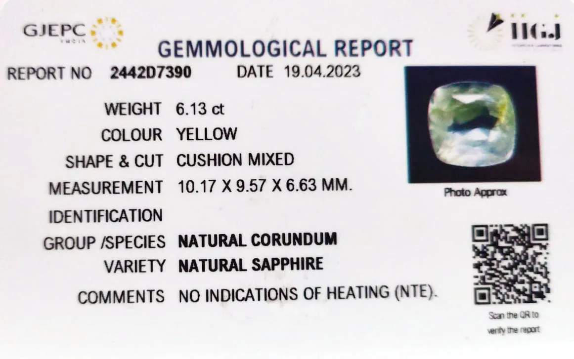 Yellow Sapphire 6.13ct. (Super Premium) view 2