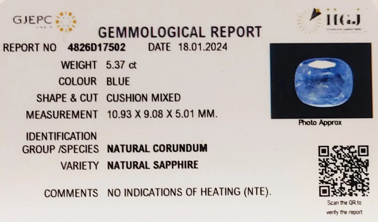 Blue Sapphire 5.37ct. (Super Premium) view 2