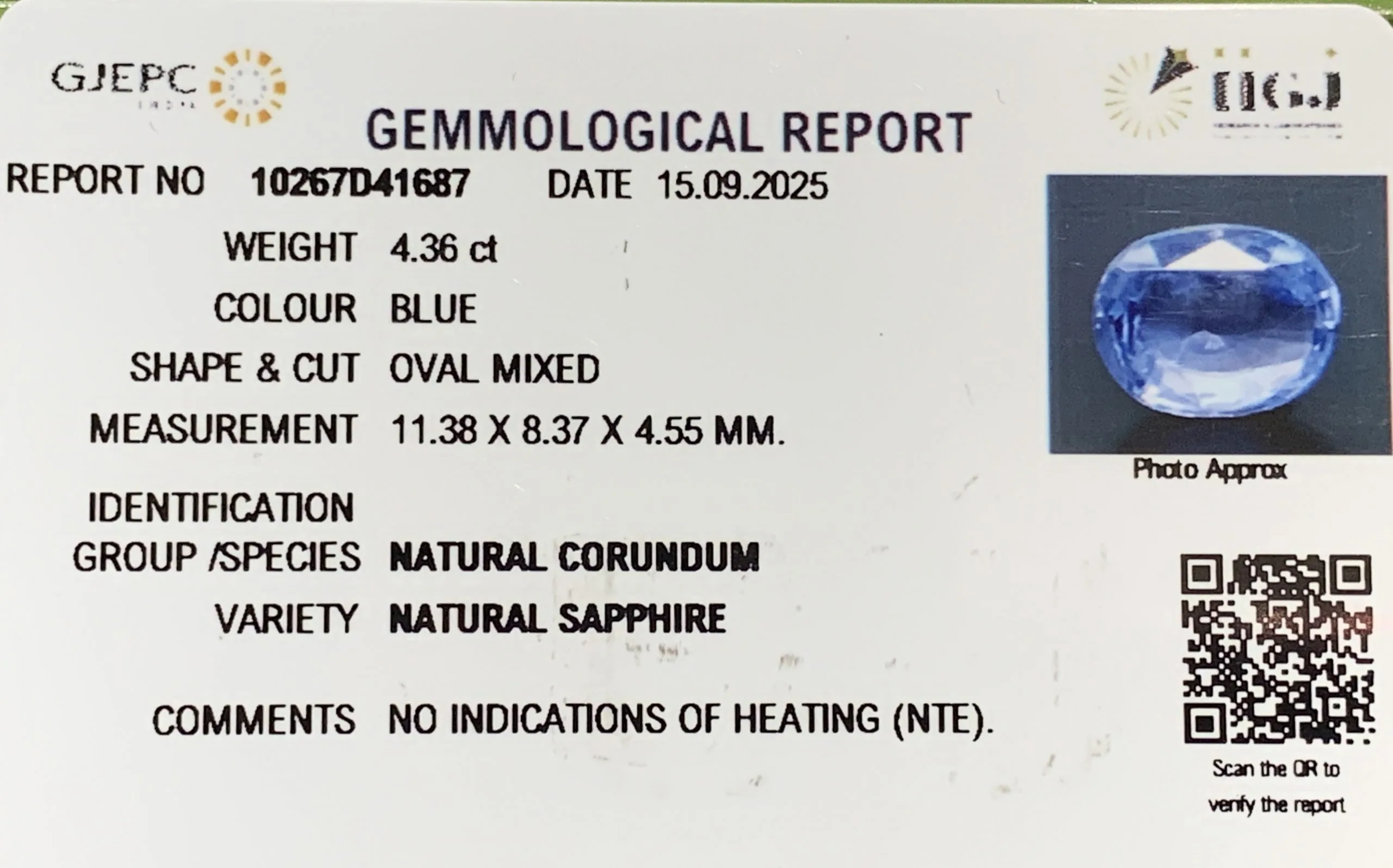 Blue Sapphire 4.36ct. (Luxury) view 2