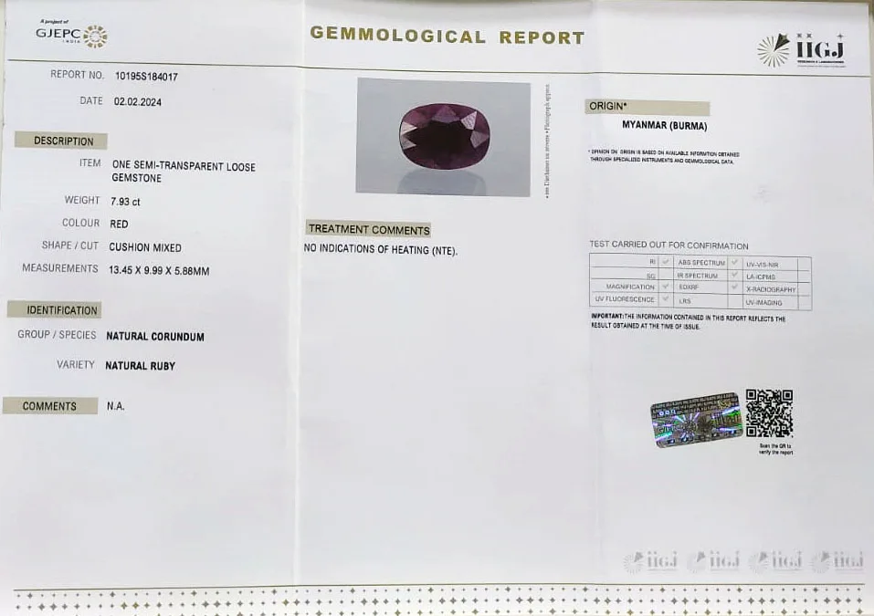 Burma Ruby 7.93ct. (Luxury) view 2