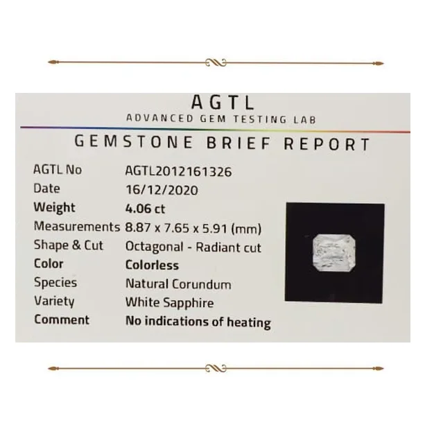 White Sapphire 4.06ct.On-Demand view 2