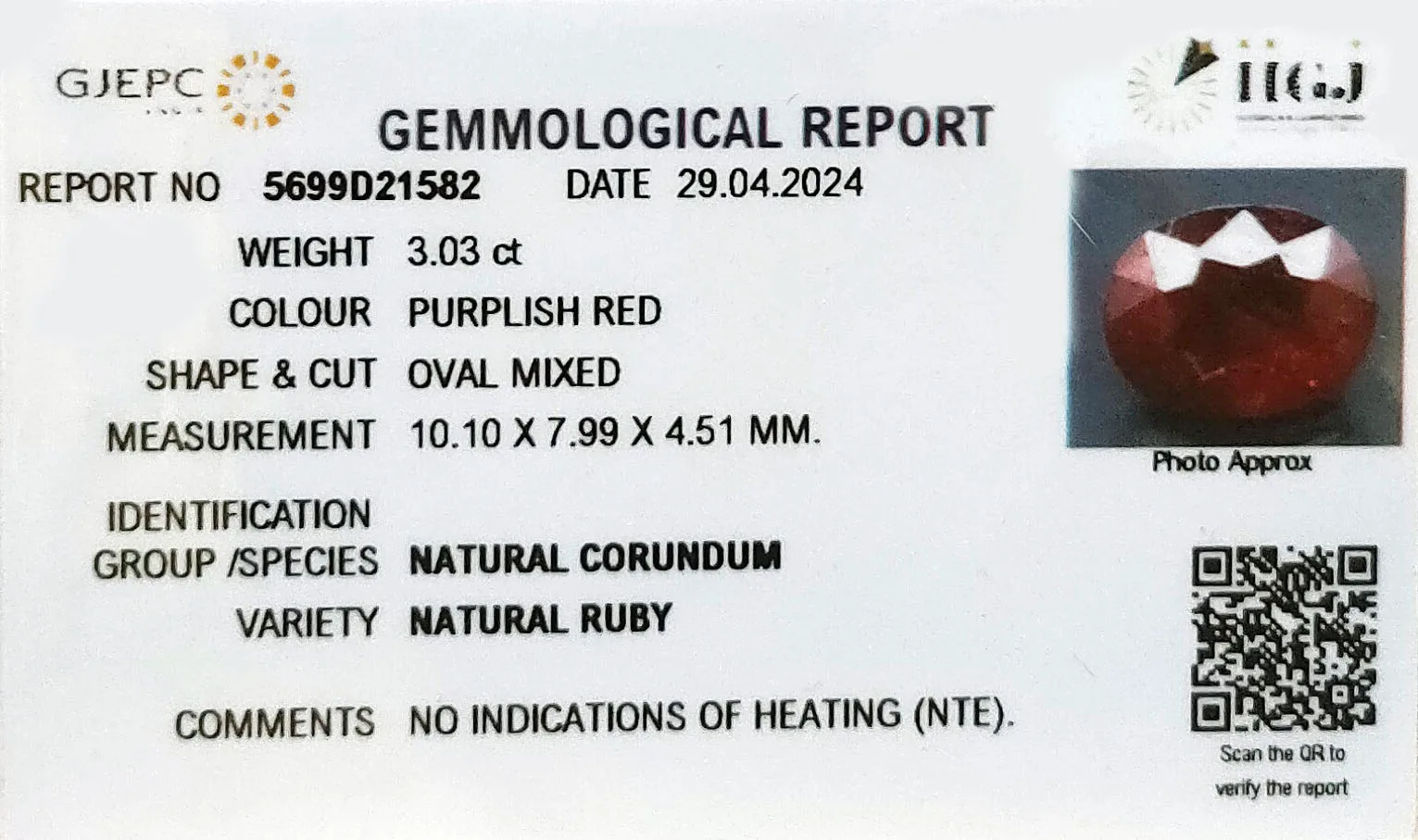 African Ruby 3.03ct. (Super Premium) view 3