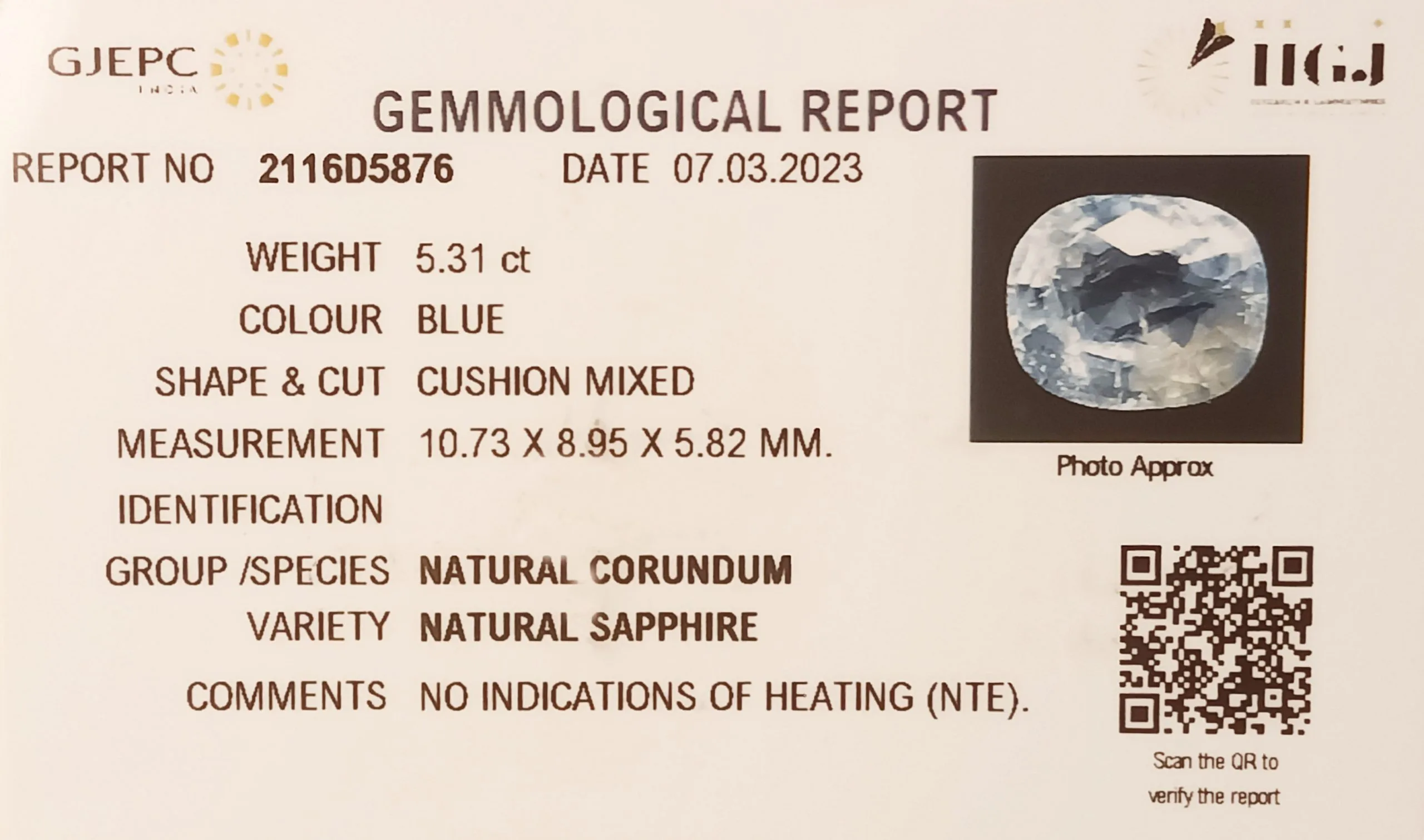 Blue Sapphire 5.31ct. (Premium) view 2