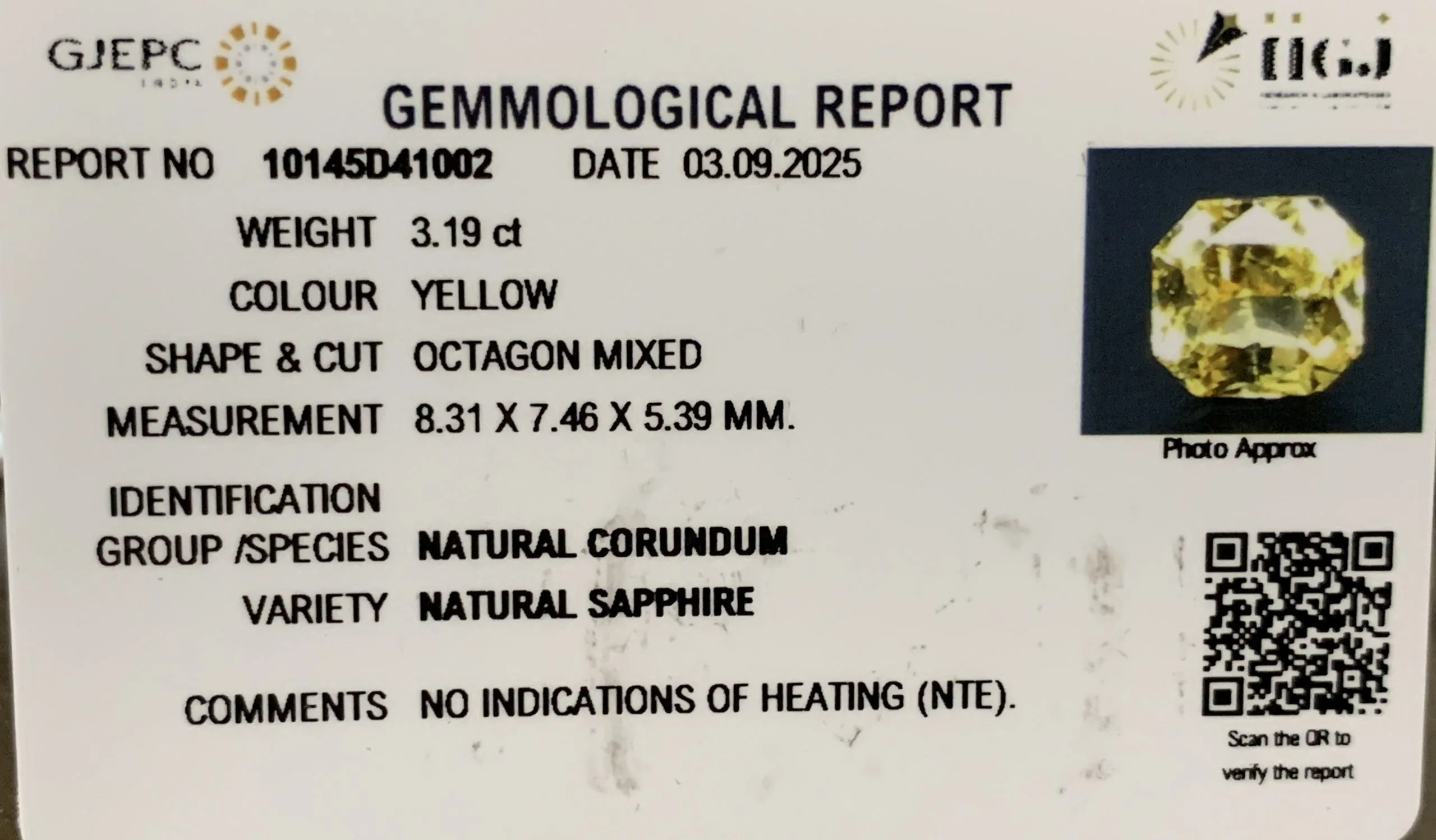 Yellow Sapphire 3.19ct.On-Demand view 2