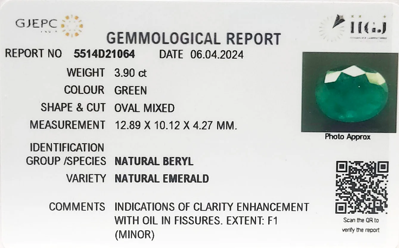 Emerald 3.90ct. (Super Premium) view 3