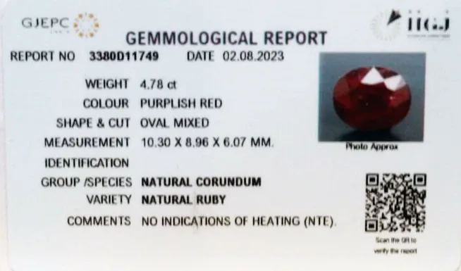African Ruby 4.78ct. (Super Premium) view 2