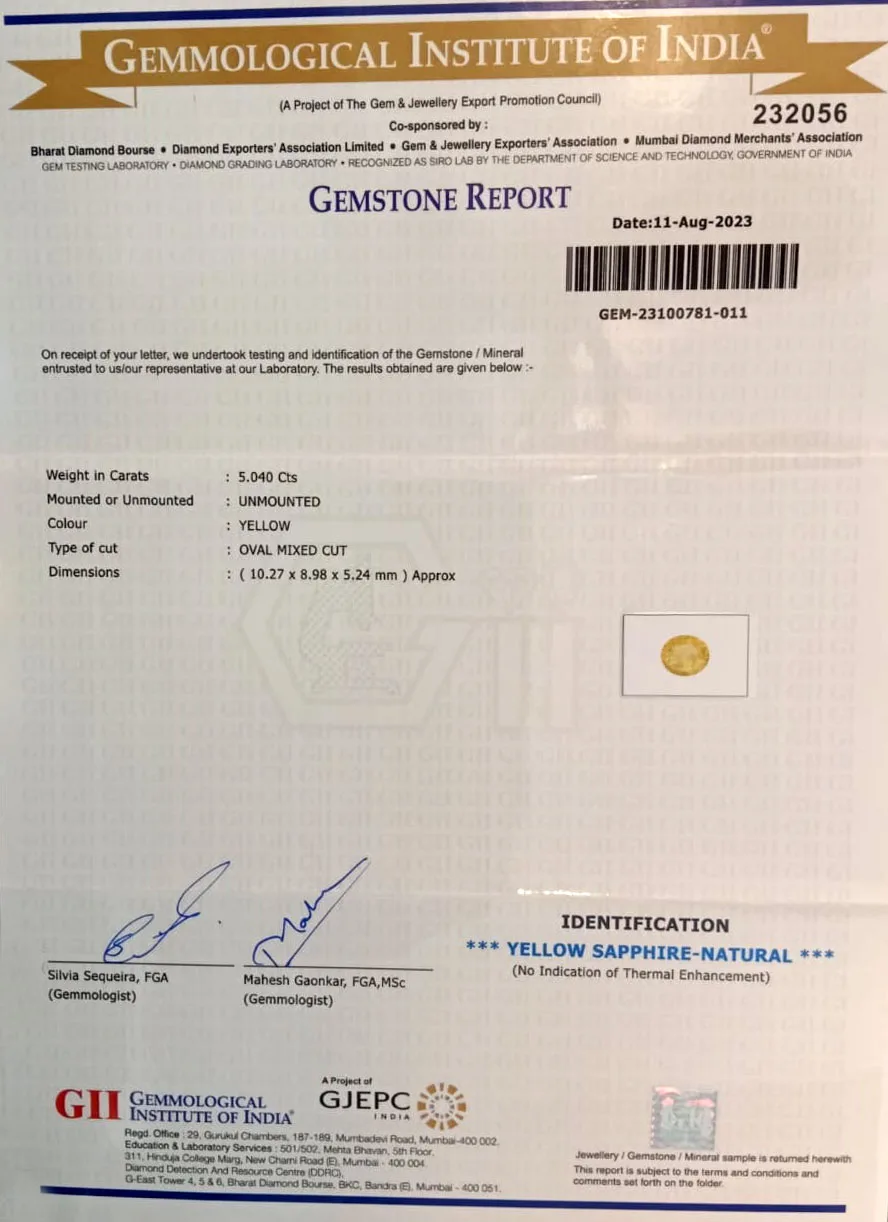 Yellow Sapphire 5.04ct.On-Demand view 2