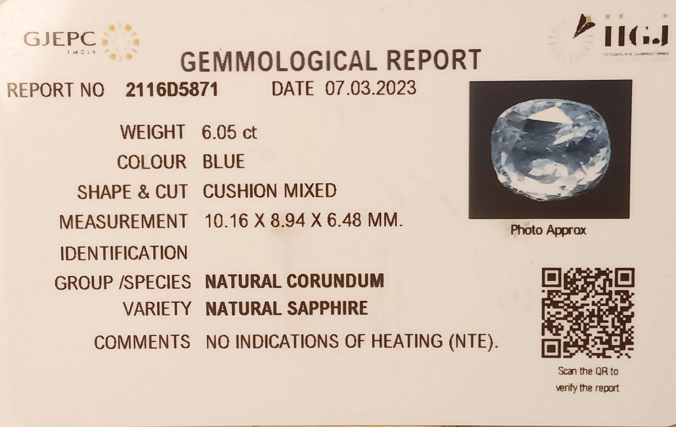 Blue Sapphire 6.05ct. (Premium) view 2