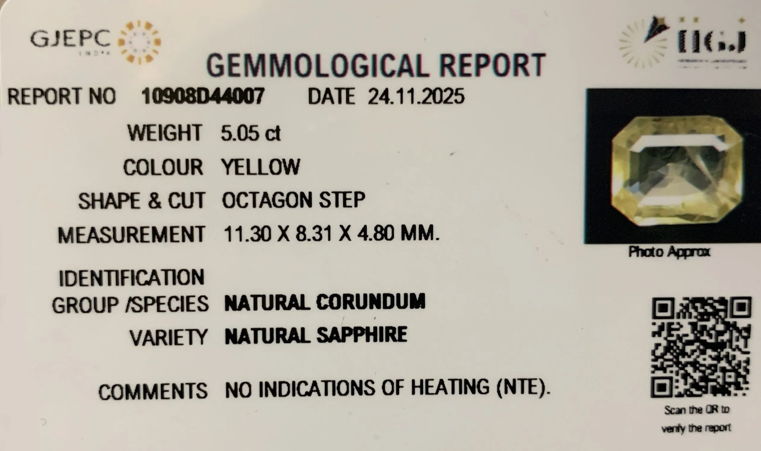 Yellow Sapphire 5.05ct. (Luxury) view 2