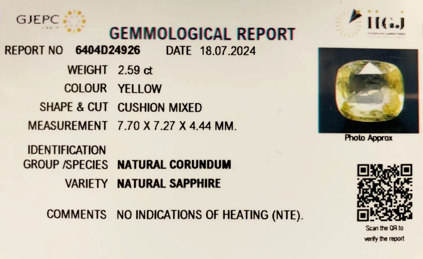 Yellow Sapphire 2.59ct. (Luxury) view 3