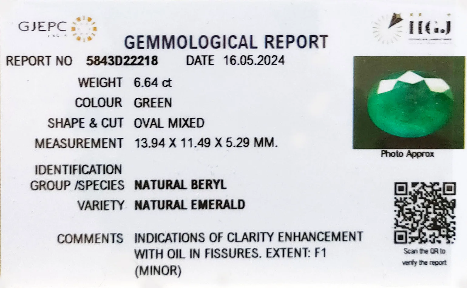 Emerald 6.64ct. (Super Premium) view 2