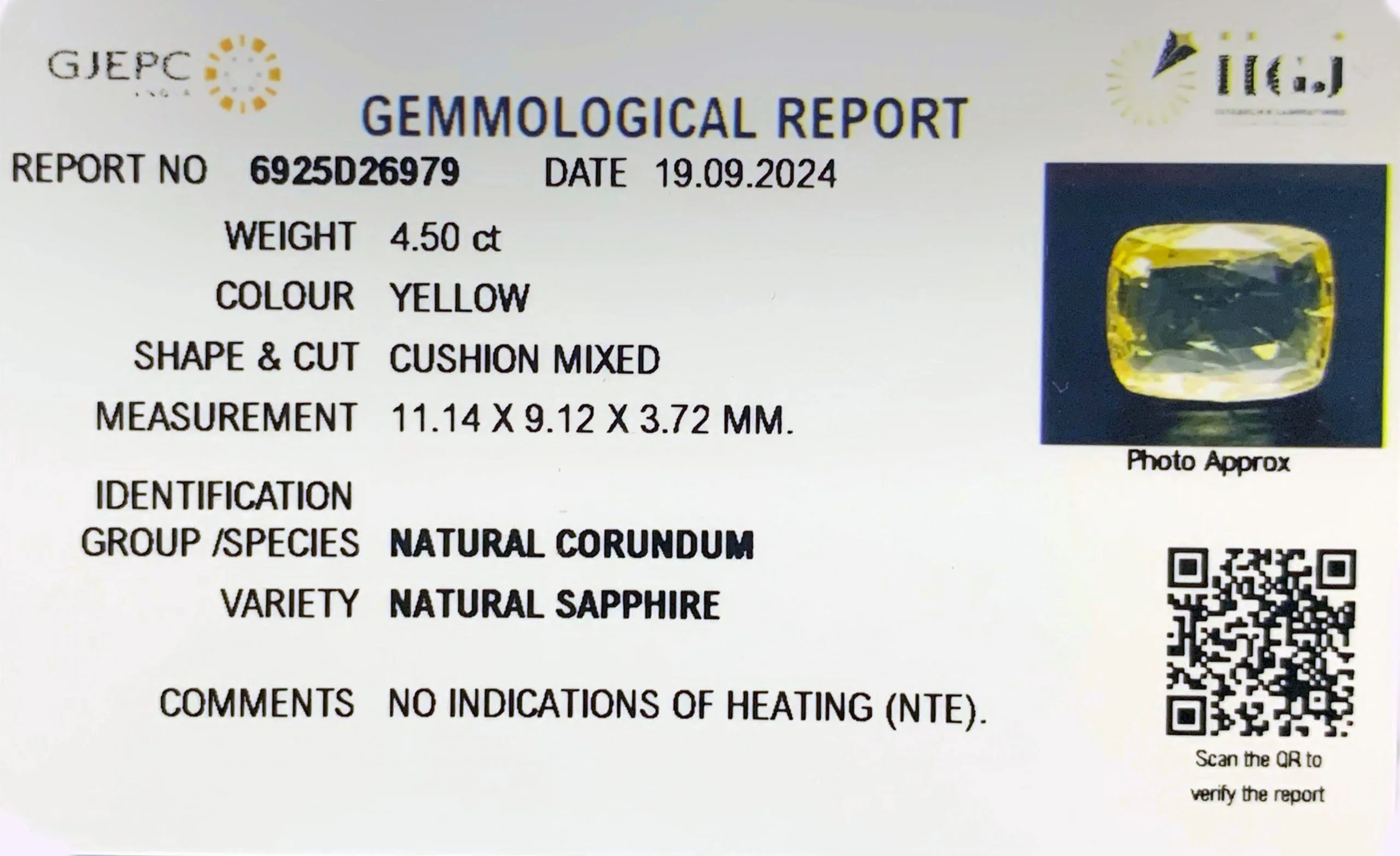 Yellow Sapphire 4.50ct. (Super Luxury) view 2