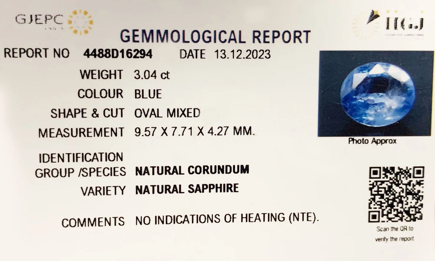 Blue Sapphire 3.04ct. (Luxury) view 3