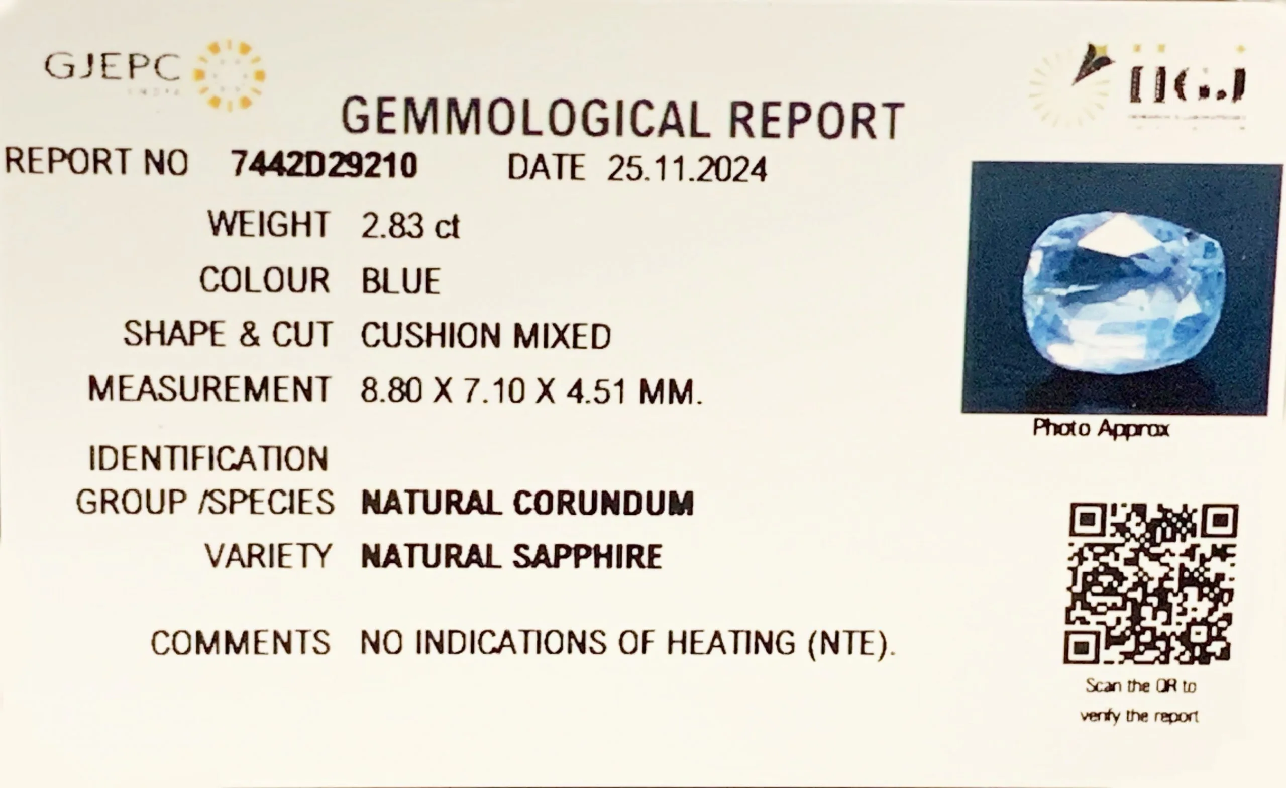 Blue Sapphire 2.83ct. (Luxury) view 2