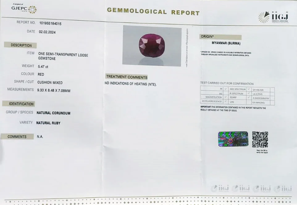 Burma Ruby 5.47ct. (Luxury) view 2