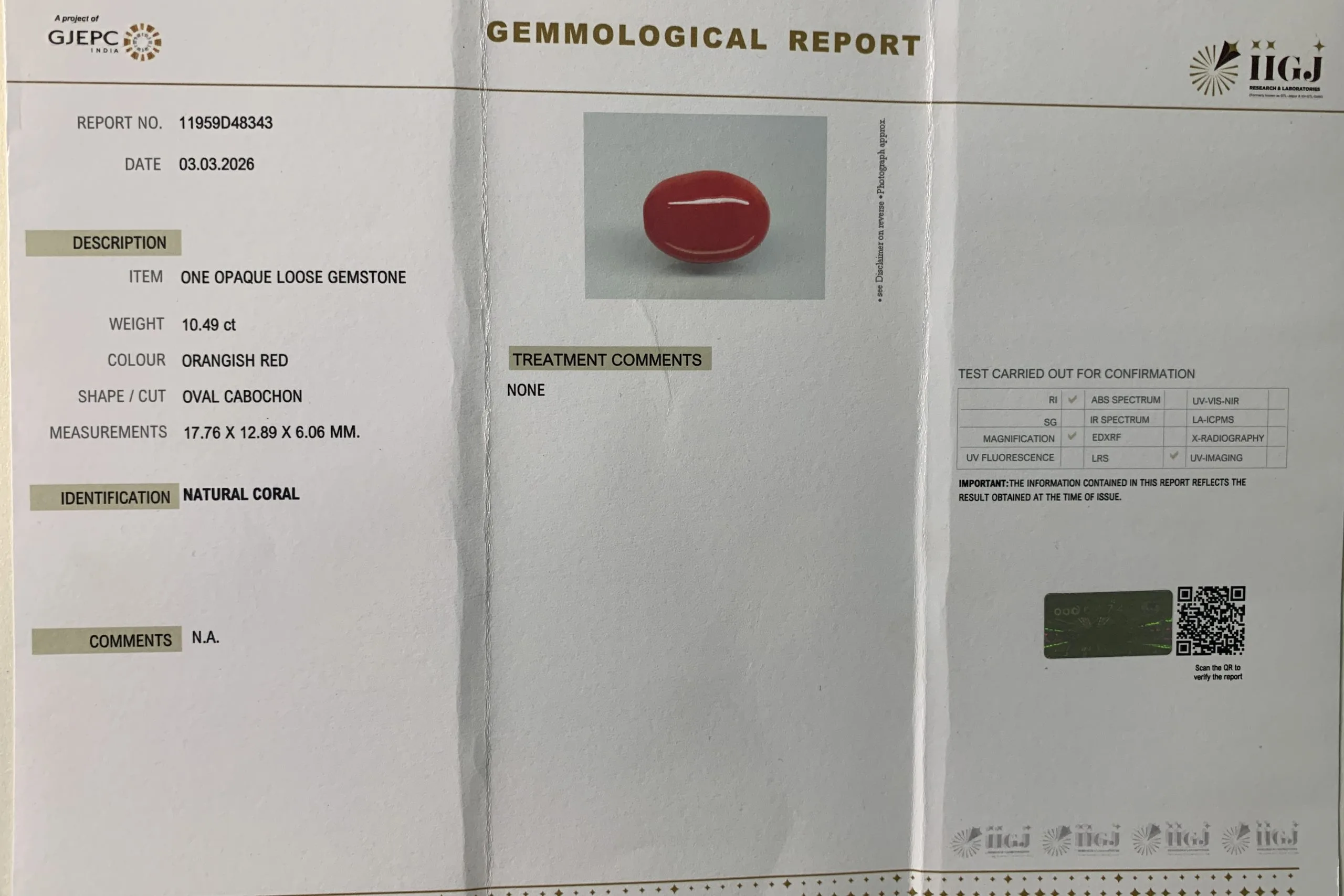 Japanese Red Coral 10.49ct. view 2