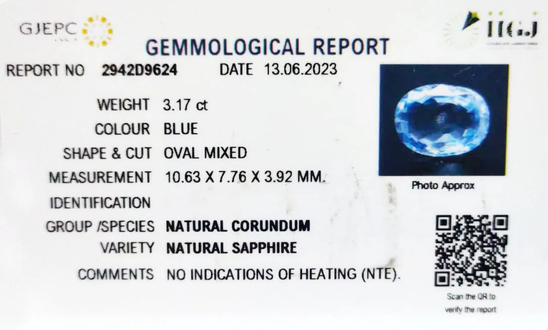 Blue Sapphire 3.17ct. (Luxury) view 3