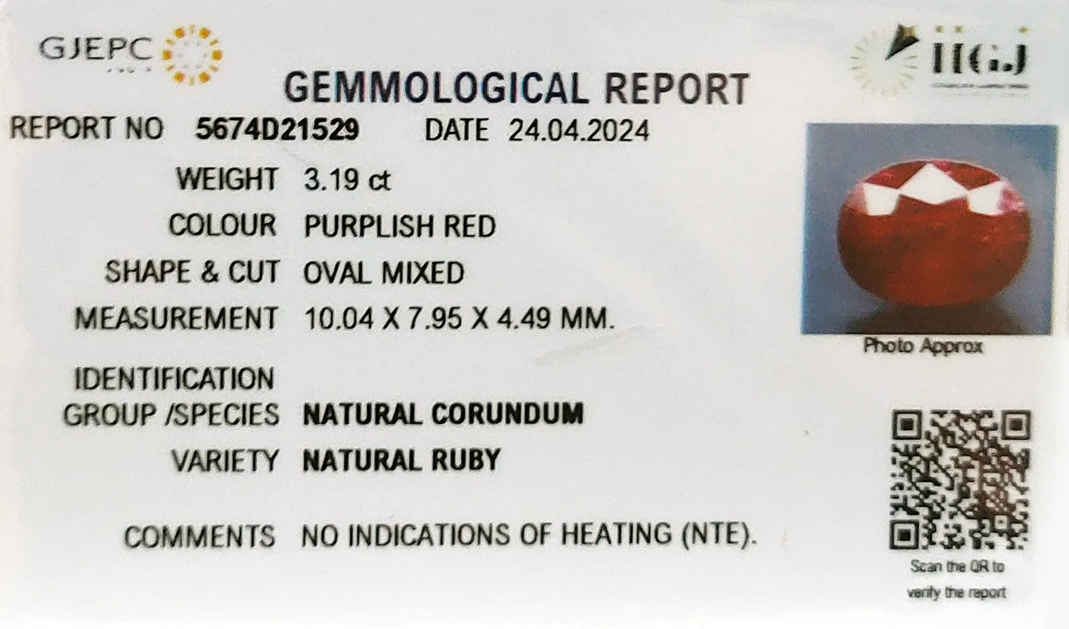 African Ruby 3.19ct. (Super Premium) view 2