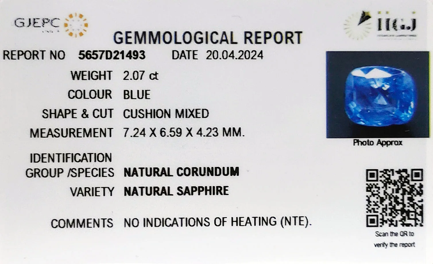 Blue Sapphire 2.07ct. (Luxury) view 2