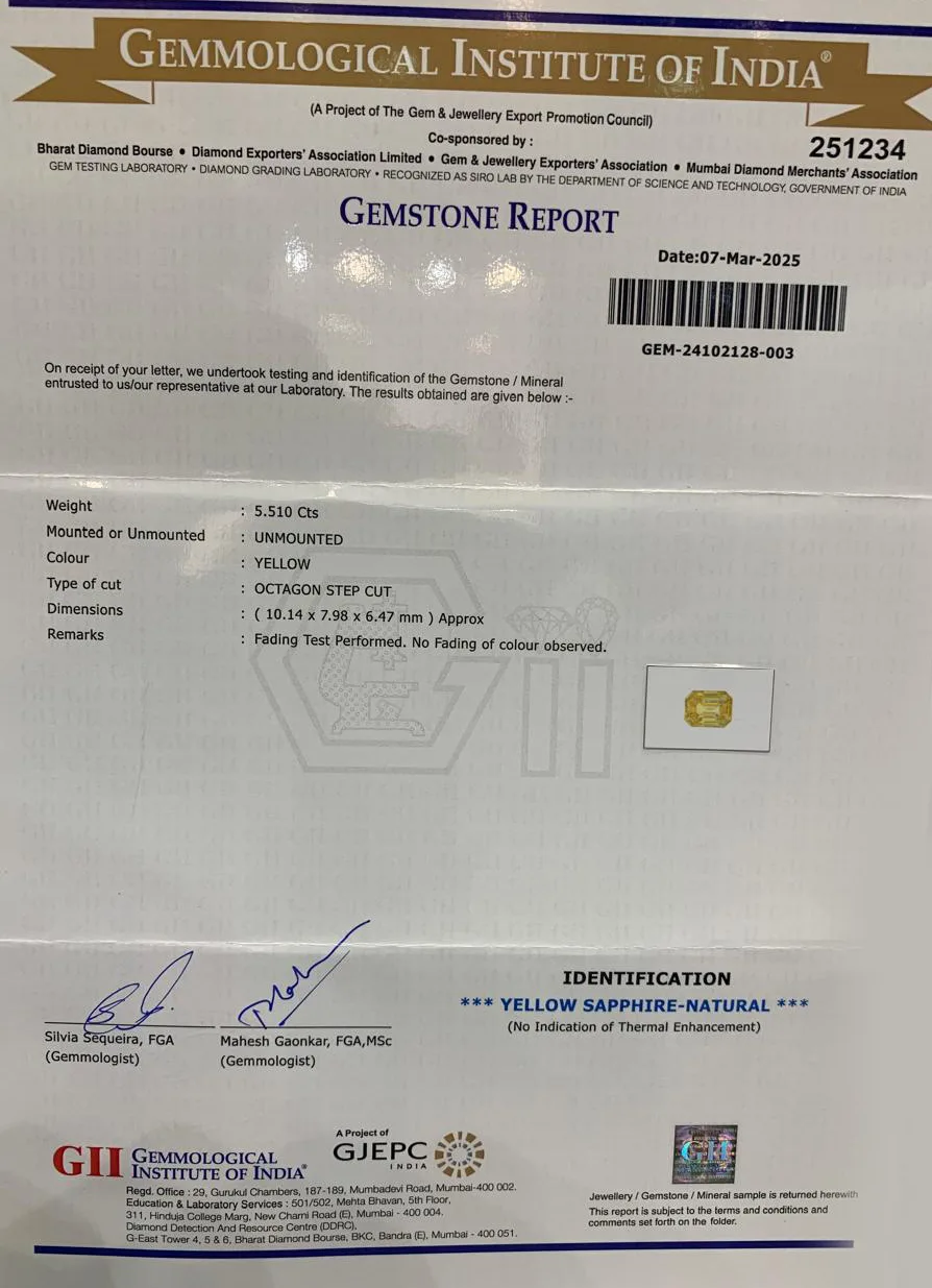 Yellow Sapphire 5.51ct.On-Demand view 2