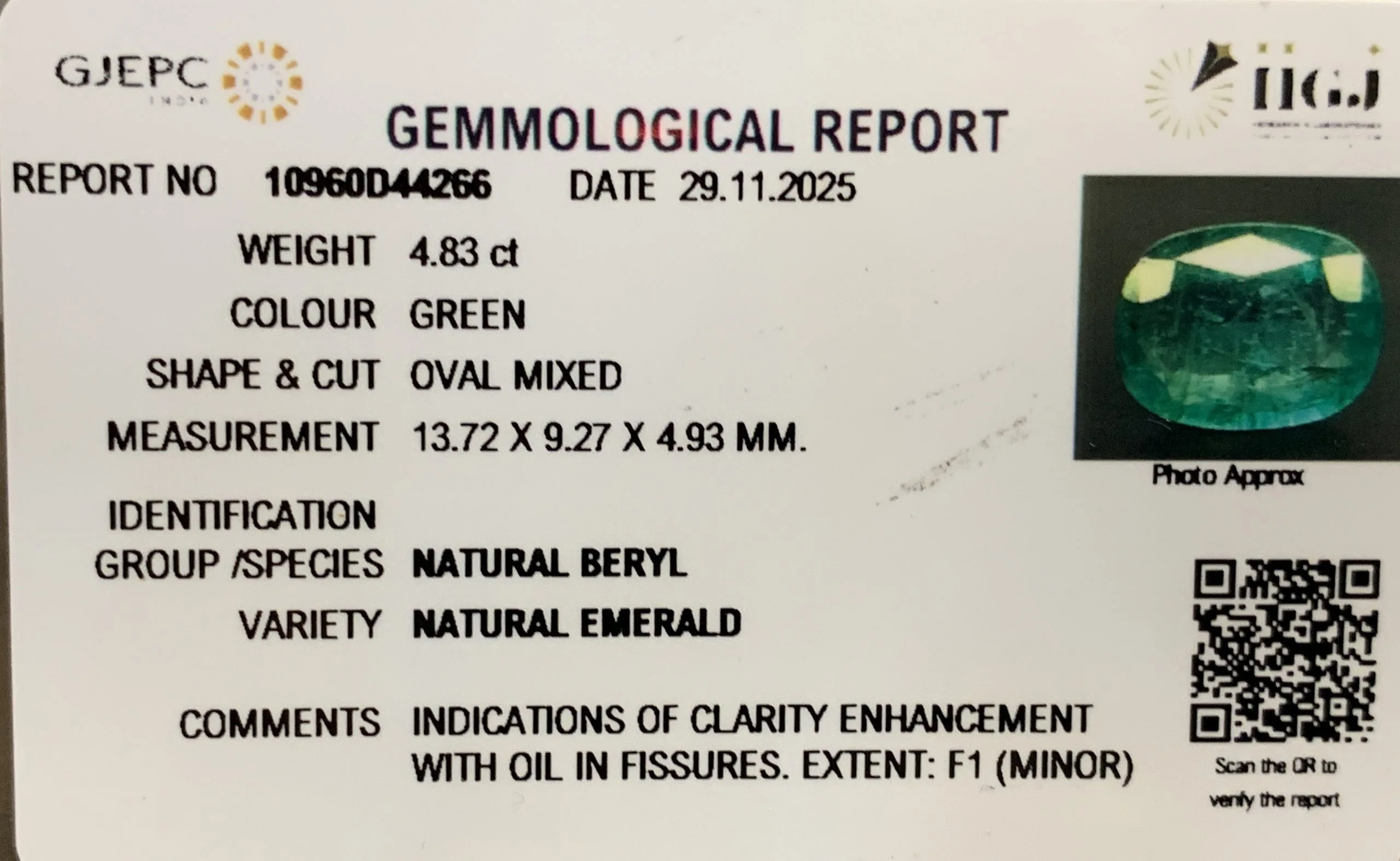 Emerald 4.83ct. (Super Luxury) view 3