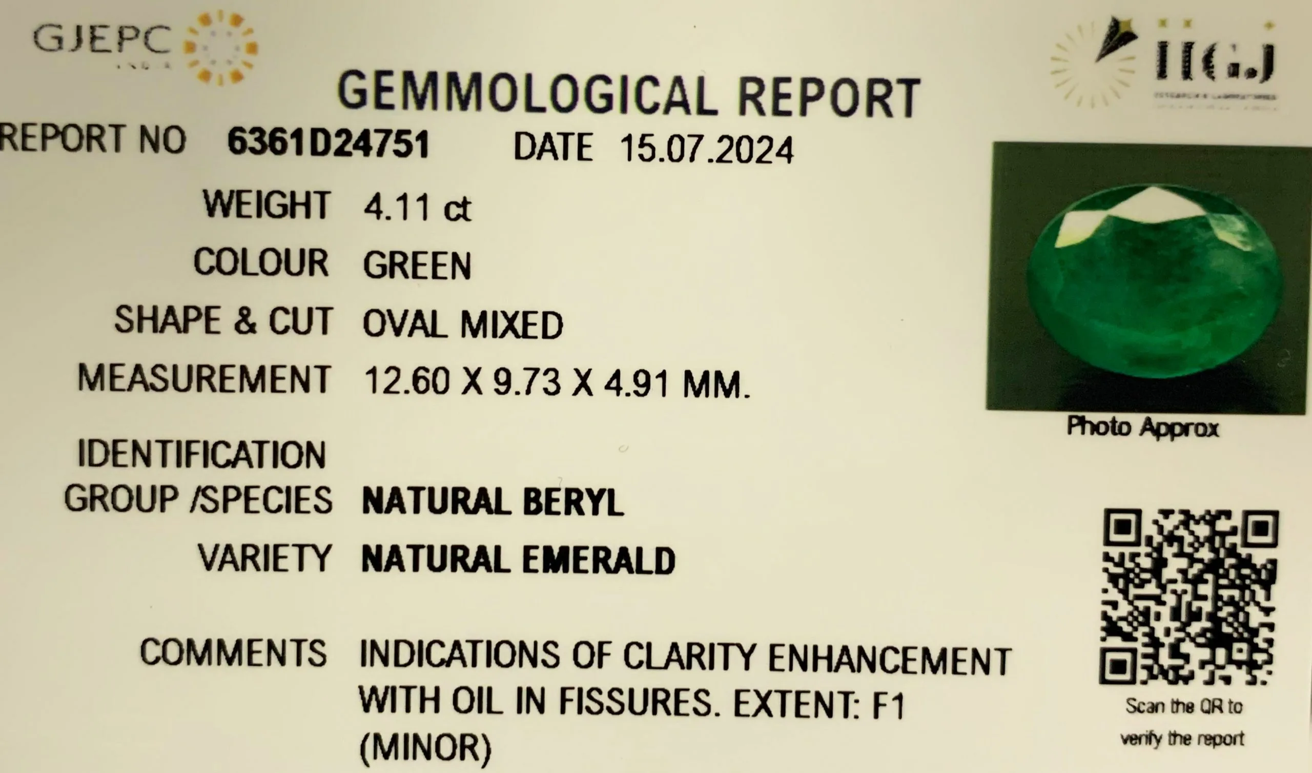 Emerald 4.11ct. (Premium) view 3