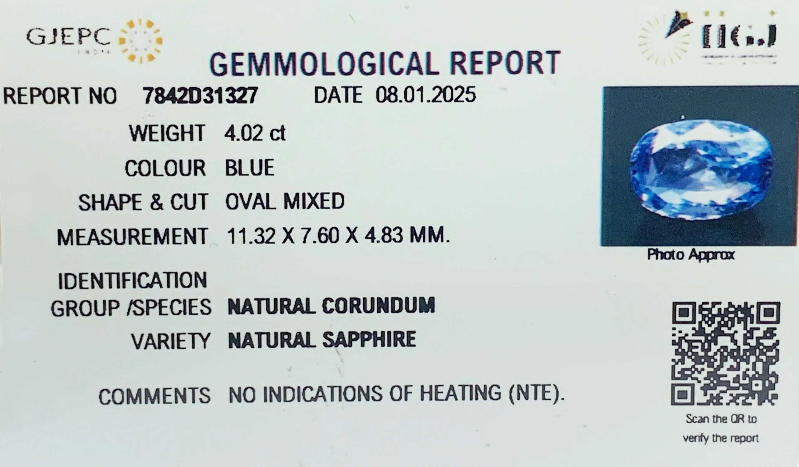 Blue Sapphire 4.02ct. (Luxury) view 2