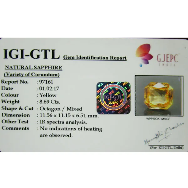 Yellow Sapphire 8.69ct On-Demand view 2