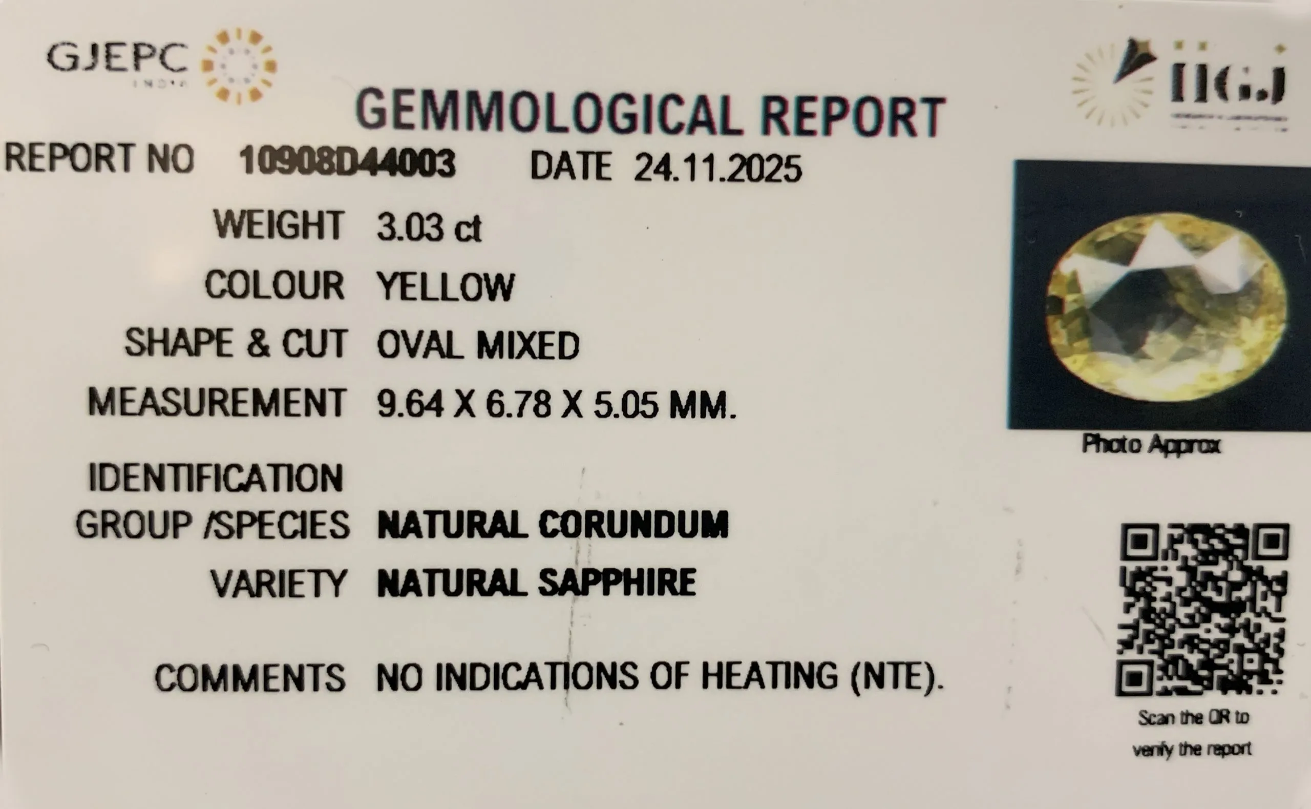 Yellow Sapphire 3.03ct. (Luxury) view 2
