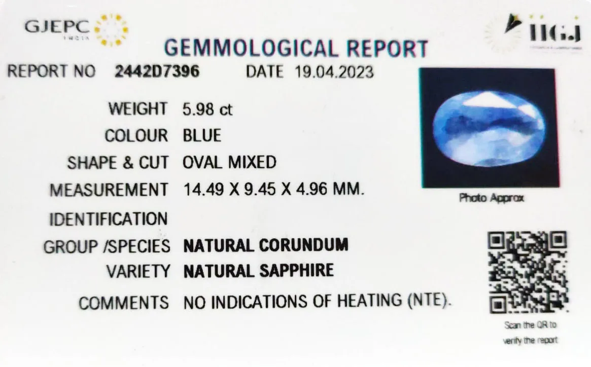 Blue Sapphire 5.98ct. (Super Premium) view 2
