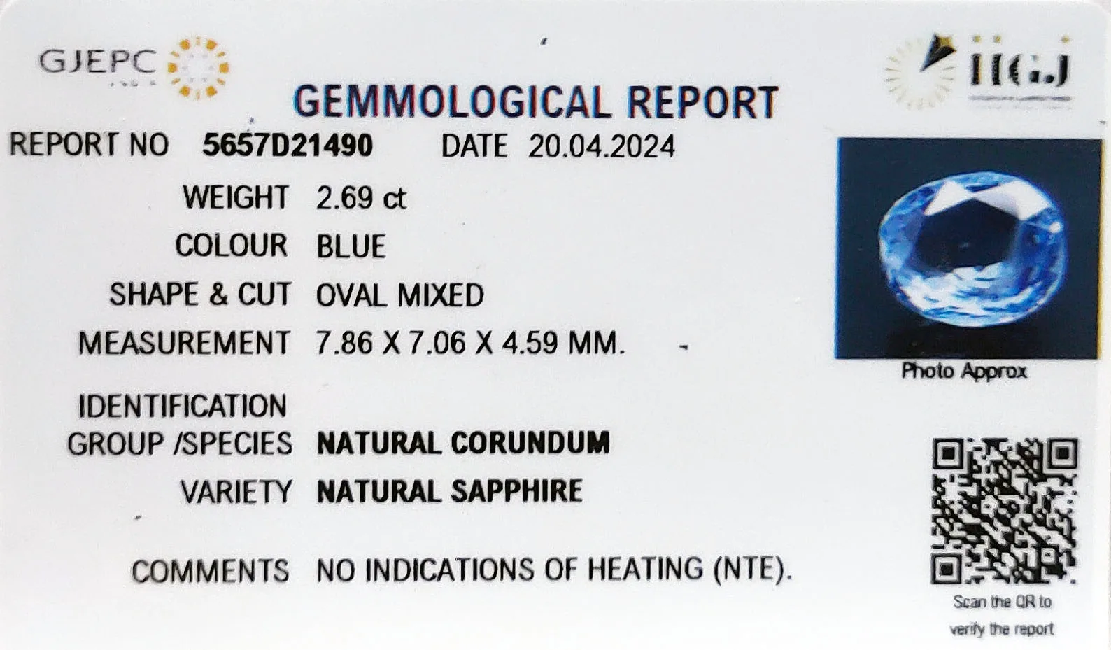 Blue Sapphire 2.69ct. (Luxury) view 2