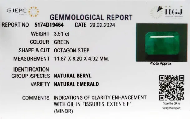 Emerald 3.51ct. (Super Premium) view 3